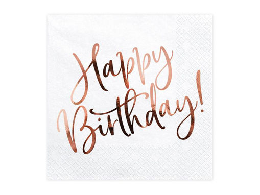 Picture of NAPKINS HAPPY BIRTHDAY WHITE 33X33CM